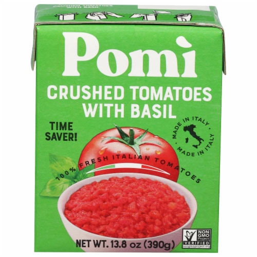 Pomi Chopped Tomatoes with Basil Sauce Perspective: front