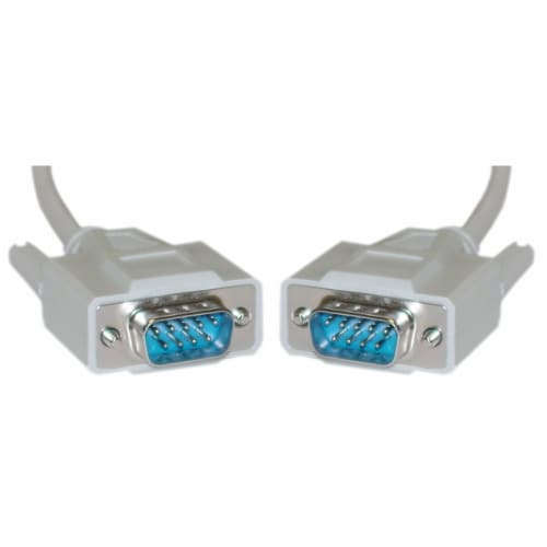 Serial Cable, DB9 Male, UL rated, 9 Conductor, 1:1, 15 foot Perspective: front