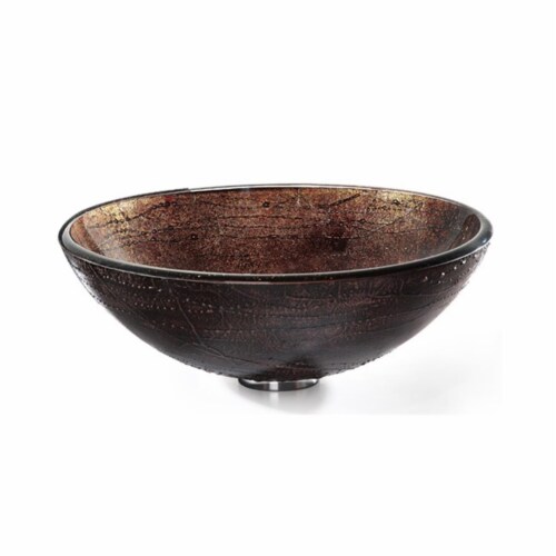 Kraus GV-580-CH Copper Illusion Glass Vessel Sink with Pop-Up Drain & Mounting Ring, Brown - Perspective: front