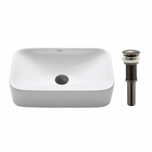 KRAUS Soft Rectangular Ceramic Vessel Bathroom Sink in White