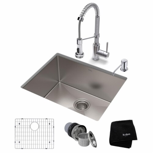 Kraus USA KHU101-23-1610-53CH 23 x 18 x 10 in. Standard PRO Farmhouse Kitchen Sink & Bolden, Perspective: front