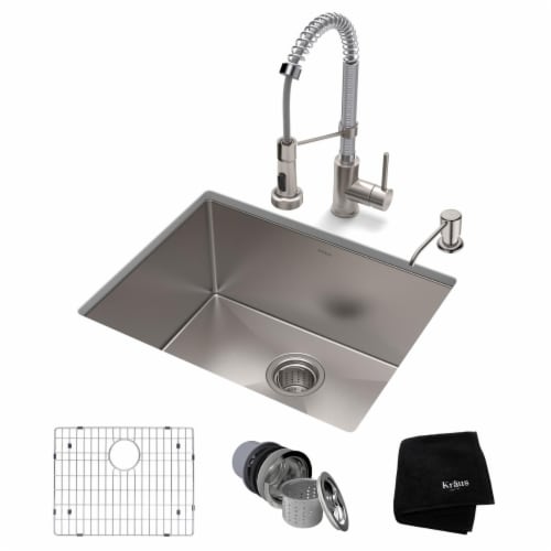Kraus USA KHU101-23-1610-53SSCH 23 x 18 x 10 in. Standard PRO Farmhouse Kitchen Sink & Bolden Perspective: front