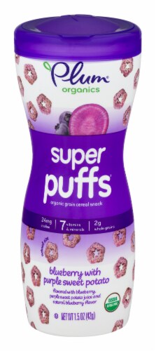 Plum Organics® Super Puffs® Blueberry with Purple Sweet Potato Cereal Snacks Perspective: front
