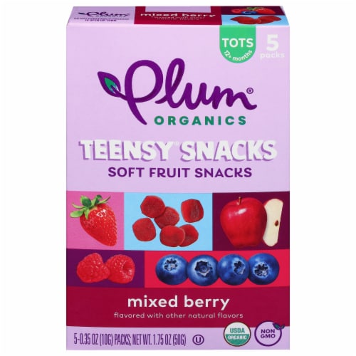 Plum Organics® Teensy® Berry Soft Fruit Snack Pouches Perspective: front