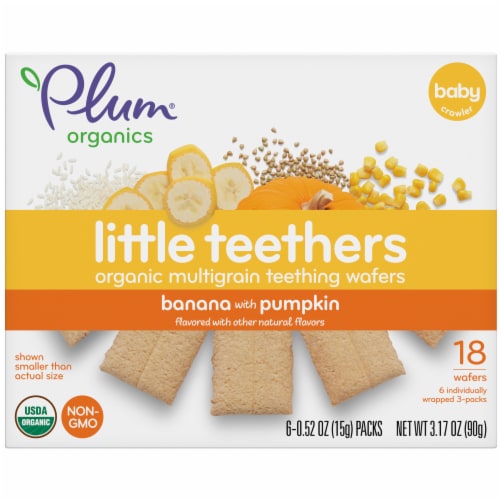 Plum Organics® Little Teethers Banana with Pumpkin Teething Wafers Snack Perspective: front