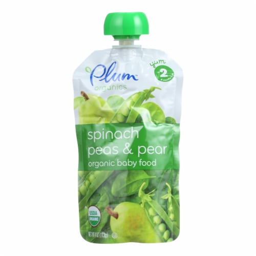 Plum Organics® Stage 2 Pear Spinach & Pea Organic Baby Food Pouches, 6 ...