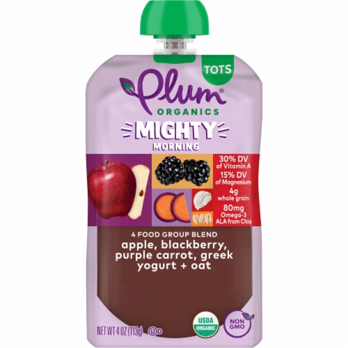 Plum® Organics Mighty Morning® Apple Blackberry Purple Carrot Greek Yogurt and Oat Pouch