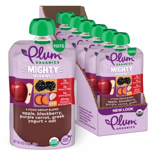 Plum® Organics Mighty 4® Tots 4 Food Group Blend Puree Perspective: front