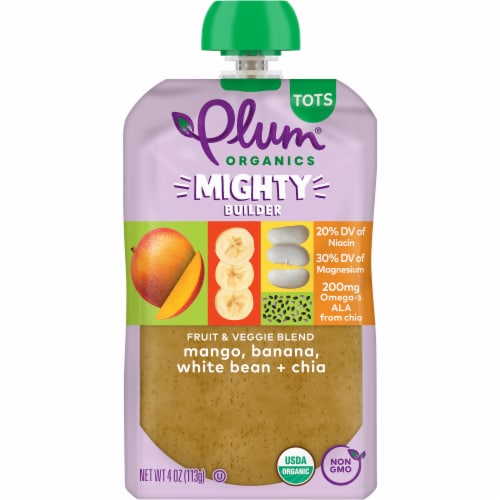 Plum® Organics Tots Mighty Builder Mango Banana Bean Baby Food Pouch, 4 ...