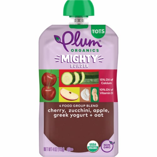 Plum Organics® Mighty Builder Tots Cherry Zucchini Apple Greek Yogurt and Oat Pouch