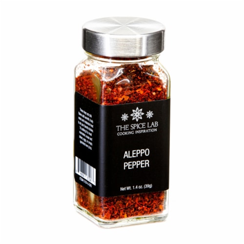 The Spice Lab Aleppo Pepper Chili Flakes - Red Pepper Flakes - 1.4 oz French Jar - 5109 Perspective: front