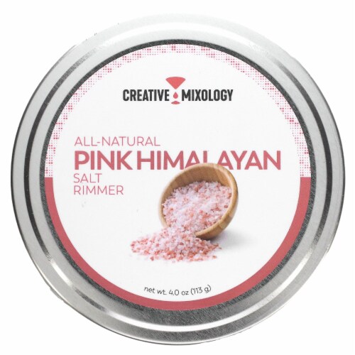Creative Mixology's Pink Himalayan Salt Cocktail Rimmer �� 3.5 oz Round Tin - 4040-RTN-CM Perspective: front