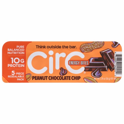 Circ® Bites Peanut Chocolate Chip High Protein Energy Bar Perspective: front