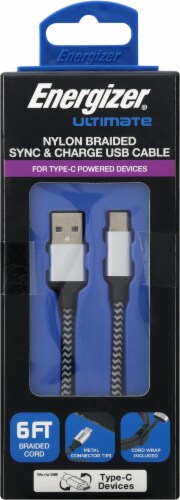 Energizer® Nylon Braided USB-C Charger Cable Perspective: front