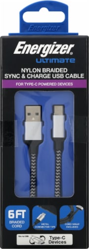 Energizer® Nylon Braided USB-C Charger Cable Perspective: front