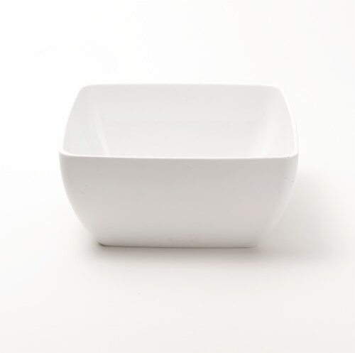 Q Squared Luxury Melamine Square Bowl - White Perspective: front
