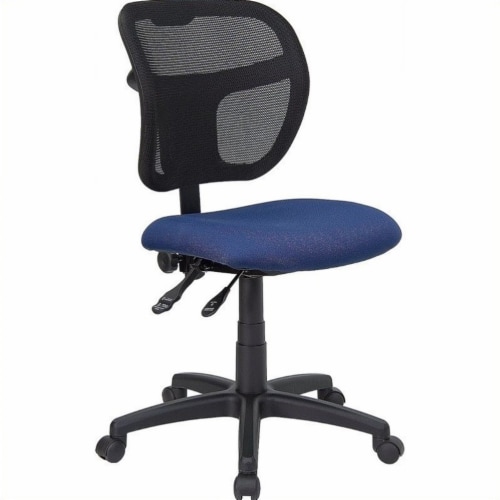 Flash Furniture Mid Back Mesh Office Chair with Navy Blue Fabric
