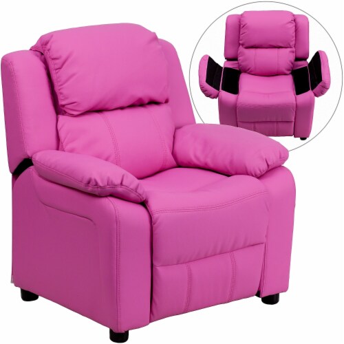 Flash Furniture Deluxe Contemporary Heavily Padded Vinyl Kids Recliner W/Storage Arms Perspective: front