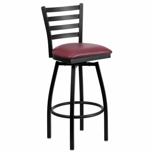 Flash Furniture Black Ladder Back Swivel Metal Bar Stools W Vinyl