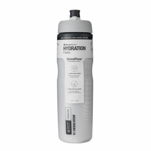 BlenderBottle® Hydration Halex Bottle - Gray/White Perspective: front