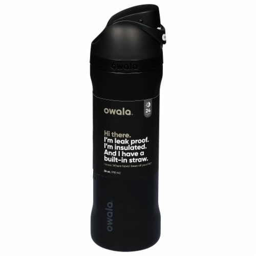Owala FreeSip Stainless Steel Water Bottle - Very Very Dark Black Perspective: front