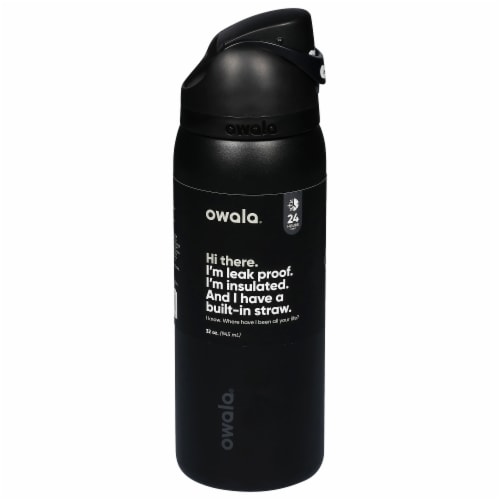 Owala FreeSip Stainless Steel Water Bottle - Very Very Dark Black Perspective: front