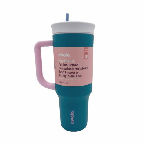 Owala® 40 oz Travel Tumbler SS Tickle Me Teal Perspective: front
