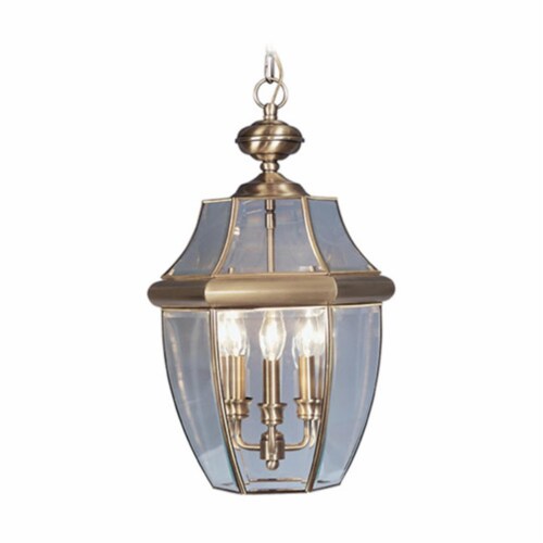 Livex Lighting 2355-01 Monterey 3 Light Outdoor Hanging Lantern in Antique Brass Perspective: front