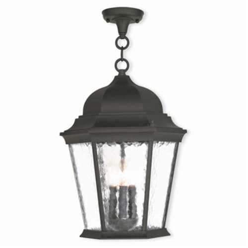 Livex 75475-14 Hamilton 3 Light Outdoor Chain-hang Lantern In Textured Black Perspective: front
