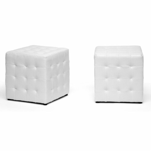 Baxton Studio Siskal White Modern Cube Ottoman - Set of 2 Baxton Studio Siskal White Modern Cube Ottoman - Set of 2