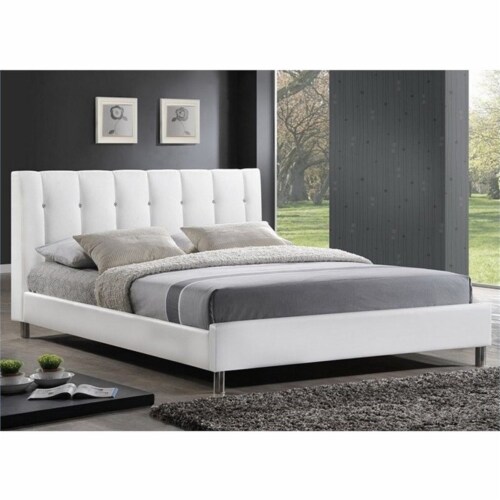 Baxton Studio Vino White Modern Bed with Upholstered Headboard - Full Size Baxton Studio Vino White Modern Bed with Upholstered Headboard - Full Size