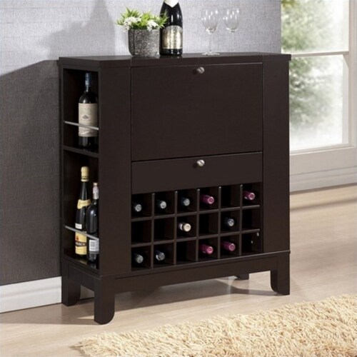 Dark brown bar cabinet deals