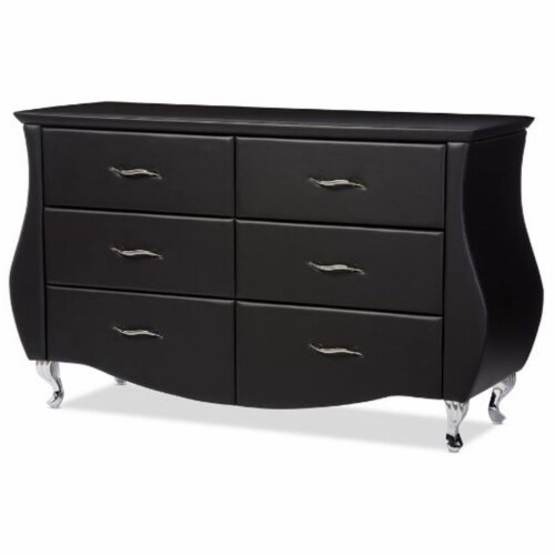 Baxton Studio Enzo Modern and Contemporary Black Faux Leather 6-Drawer Dresser