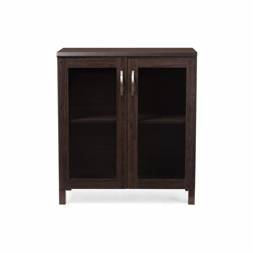 Baxton Studio Sintra Modern and Contemporary Dark Brown Sideboard Storage Cabinet with Glass Doors