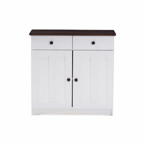 Baxton Studio Lauren Modern and Contemporary Two-tone White and Dark Brown Buffet Kitchen Cabinet with Two Doors and Two Drawers Baxton Studio Lauren Modern and Contemporary Two-tone White and Dark Brown Buffet Kitchen Cabinet with Two Doors and Two Drawers
