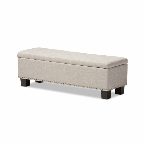 Hannah Storage Bench in Beige Perspective: front