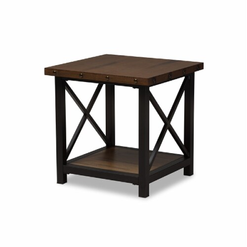Baxton Studio Herzen Rustic Industrial Style Antique Black Textured Finished Metal Distressed Wood Occasional End Table Baxton Studio Herzen Rustic Industrial Style Antique Black Textured Finished Metal Distressed Wood Occasional End Table