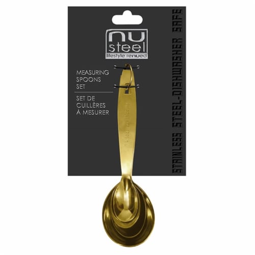 NuSteel TG-MSP 4G Stainless Steel Measuring Spoon - Set of 4  Gold Perspective: front