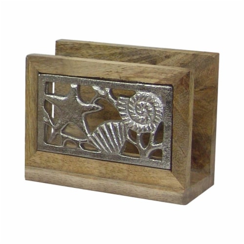 NuSteel TG-NP-01N Wooden Napkin Holder with Polished Wood & Nickel Perspective: front