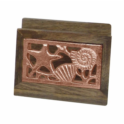 NuSteel TG-NP-01C Wooden Napkin Holder with Burnt Wood & Copper Perspective: front