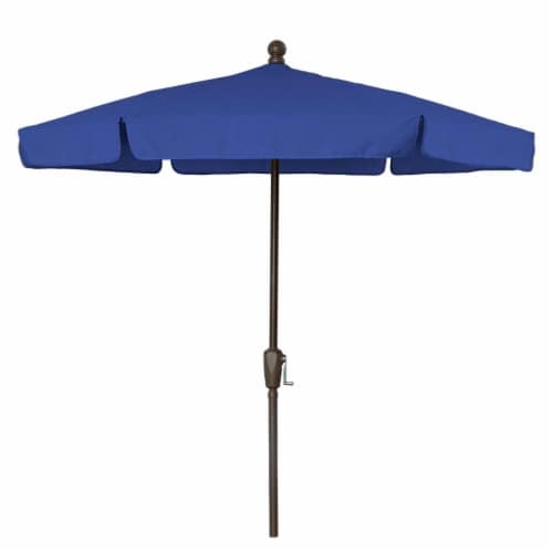 Fiberbuilt 7GCRCB-Pacific Blue 7.5 ft. 6 Rib Crank Champagne Bronze Hex Garden Umbrella with Perspective: front