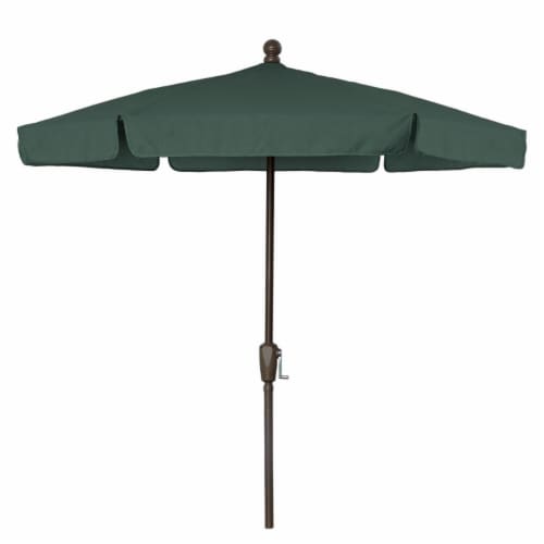Fiberbuilt 7GCRCB-Forest Green 7.5 ft. 6 Rib Crank Champagne Bronze Hex Garden Umbrella with Perspective: front