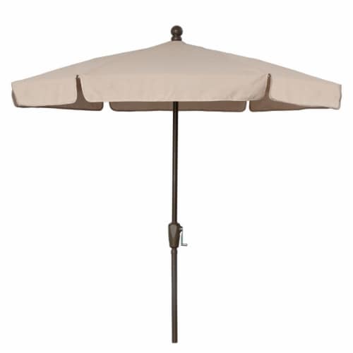 Fiberbuilt 7GCRCB-Beige 7.5 ft. 6 Rib Crank Champagne Bronze Hex Garden Umbrella with Beige V Perspective: front