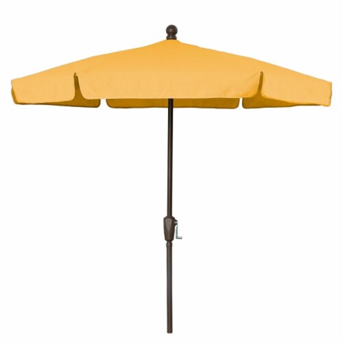 Fiberbuilt 7GCRCB-Yellow 7.5 ft. 6 Rib Crank Champagne Bronze Hex Garden Umbrella with Yellow Perspective: front