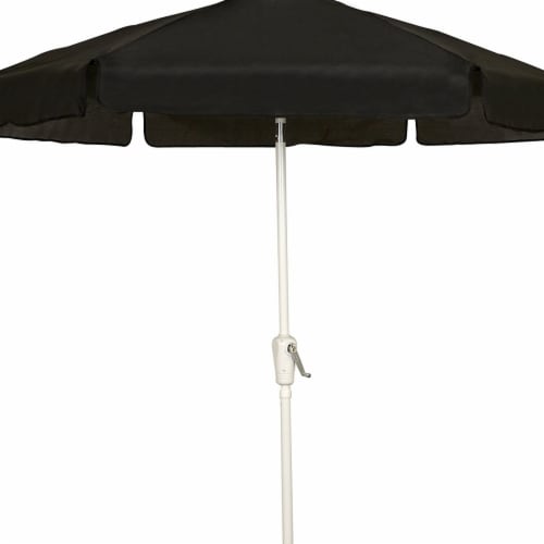 Fiberbuilt 7GCRW-Black 7.5 ft. 6 Rib Crank White Hex Garden Umbrella with Black Vinyl Coated Perspective: front