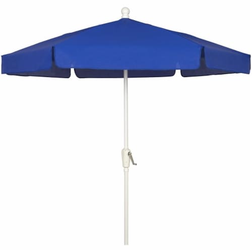 Fiberbuilt 7GCRW-Pacific Blue 7.5 ft. 6 Rib Crank White Hex Garden Umbrella with Pacific Blue Perspective: front