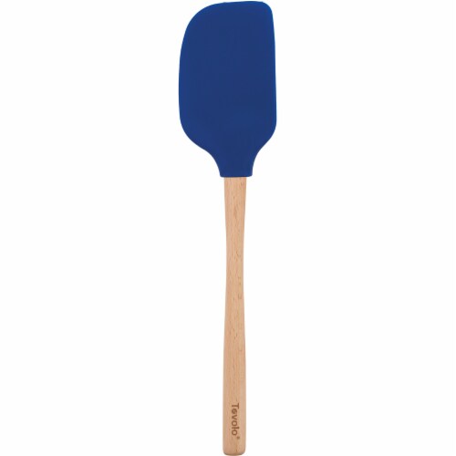 Tovolo Flex-Core Wood Handled Silicone Jumbo Spatula, Stratus Blue Perspective: front