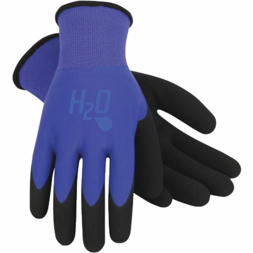 Mud H2O Women's Large Latex Coated Polyester Cobalt Blue Garden Glove Perspective: front