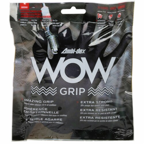Safety Works Ambi-Dex Wow Large Powder Free Nitrile Disposable Gloves - Black Perspective: front