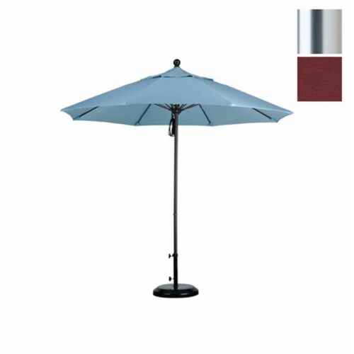 California Umbrella Venture 9' Silver Market Umbrella in Terracotta Perspective: front